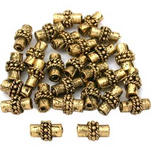 Bali Tube Rope Antique Gold Plated Beads 8.5mm 15 Grams 25Pcs Approx. - £5.63 GBP