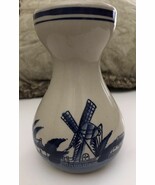 Vintage Hyacinth Bulb Vase Delft Blue Beige Holland Ceramic Windmills Sh... - €12,89 EUR