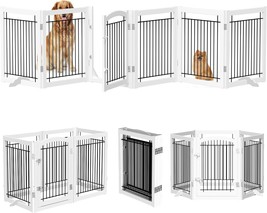 Extra Wide Dog Gates With Walk Through Door, 144 Extra Wide 32 Tall Wooden F - $89.99