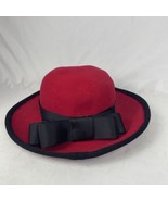 VTG Edyth Stocker Hand Made Womens Pure Wool Red Ribbon Bow Fedora Hat C... - $533.29 MXN