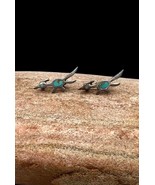Two Navajo Fred Harvey Style Sterling Silver Turquoise Roadrunner Hat La... - $1,427.77 MXN
