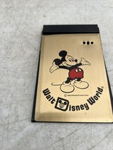 Vintage Walt Disney World Metal Paper Notepad Holder Mickey Minnie Mouse - £6.98 GBP