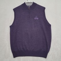 Peter Millar Men’s Vest Sz L Large Purple 1/4 Zip Italian Merino Wool Sweater - £28.49 GBP