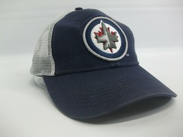 Winnipeg Jets NHL Hockey Hat Reebok Blue White Hook Loop Trucker Cap - £12.63 GBP