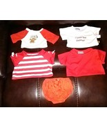 Build A Bear Clothes 4 Red and white Shirts and 1 Red Underware with a F... - €13,17 EUR