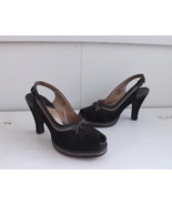 1940s Palter DeLiso Shoes Platform 40s Peeptoe Slingback Heels Vintage 6... - $164.12 CAD