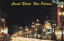 Canal Street Night New Orleans Louisiana LA Postcard C36 - £2.35 GBP