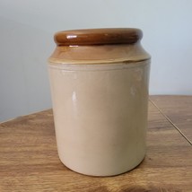 Vintage Stoneware Bean Pot Crock Pot Soup Pot - No Lid - Brown Beige -  7.75&quot; H - £9.72 GBP