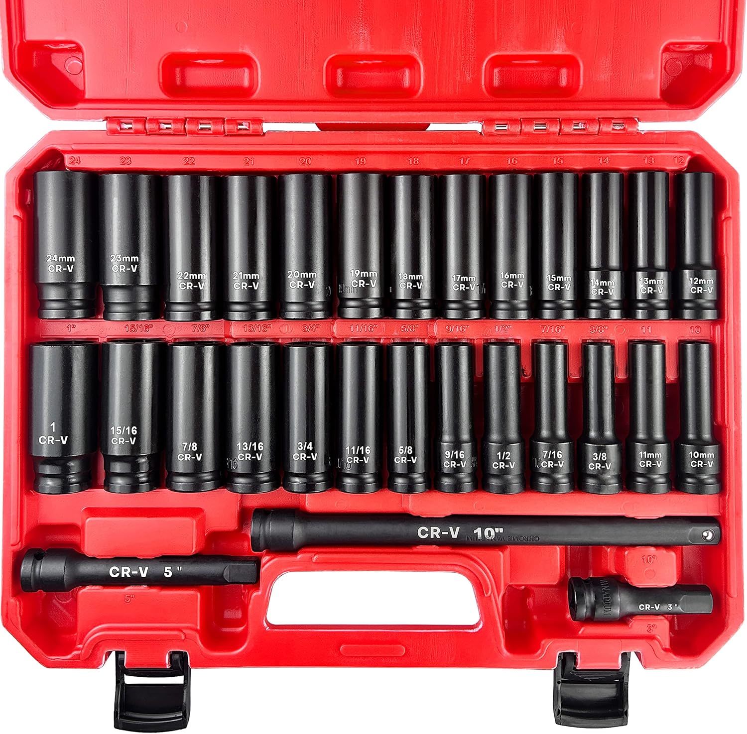 Eaceliy 29Pcs 1/2&quot; Socket Set, Drive Deep Impact Socket Set, Including, ... - $51.96