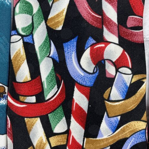 Christmas Ties Lot of 4 Candy Canes Santa Claus Playing Golf Wreaths Holiday Item image 3