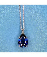 Women&#39;s 2Ct Pear Cut Lab Created Sapphire Pendant in 14K White Gold Plated - $2,544.03 MXN