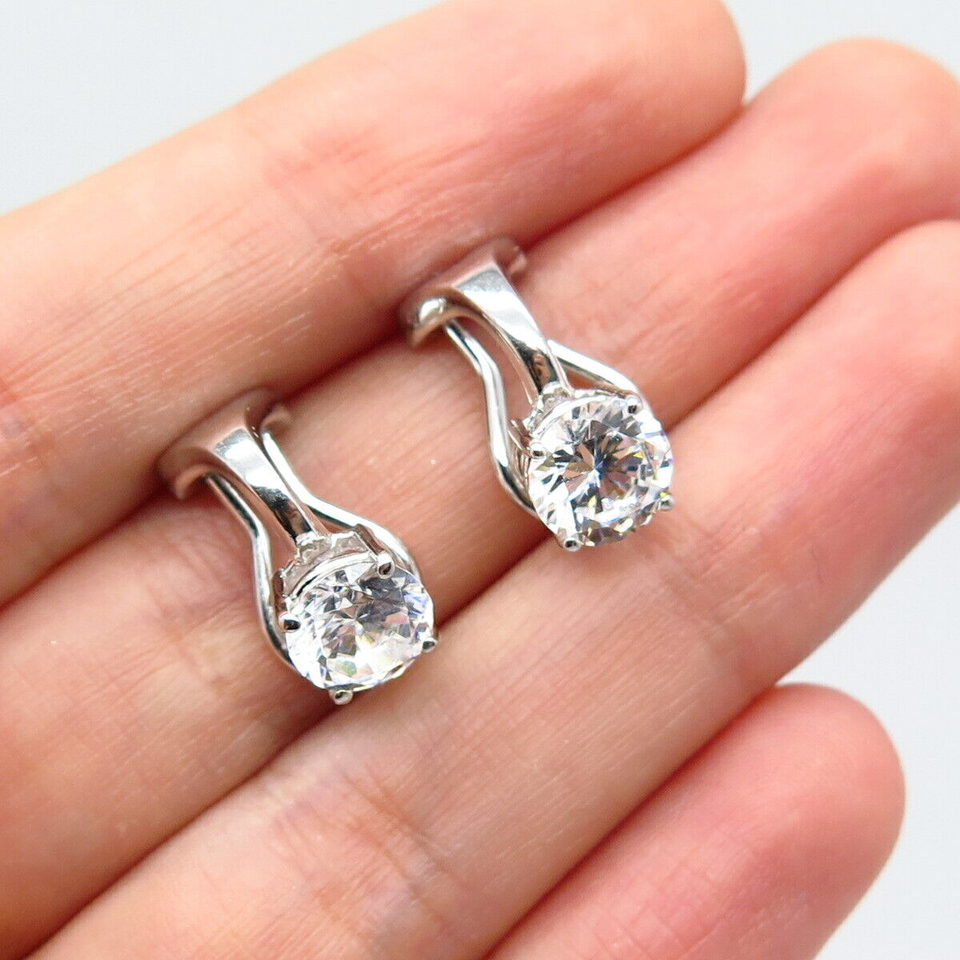 2 TCW Round White Moissanite Solitaire Clip-On Earring In 14k White Gold Plated - £71.31 GBP