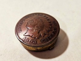 Indian Head Penny Button Cover Real Coin Indian Head 1903 - $5.45