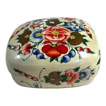 Vintage Lacquer Flower Print Floral Small Handmade Trinket Jewelry Box India - £17.03 GBP