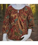 Lauren Ralph Lauren Top Womens L Paisley Fall Print Peasant Pullover Boh... - $423.53 MXN
