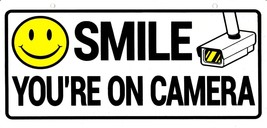 SMILE YOU&#39;RE ON CAMERA 5&quot; x 10&quot; Security Shoplifting Sign plastic Hillman 843343 - £17.28 GBP