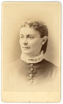 CIRCA 1870&#39;S Named CDV Lovely Woman Wearing Dress and Lace Collar Brattleboro VT - £7.41 GBP