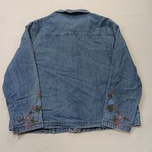 Bobbie Brooks BB3S112 Womens M Blue Embroidered Floral Button Front Denim Jacket image 2