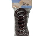 Graber Brown Wooden Rings Antique Brass Clips Curtain Hangers Set of 7 S... - $12.99
