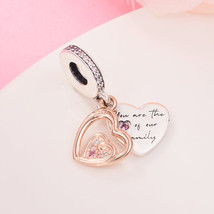 2022 Mother&#39;s Day 925 Silver &amp; Rose Gold Entwined Infinite Heart Double Dangle - £13.52 GBP