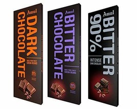 Amul Dark Chocolate: Assorted Pack of 55%,75% and 90% (Free shipping world) - $21.64