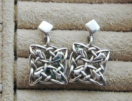Very Ornate Sterling Celtic Knot Dangle Earrings - £23.94 GBP