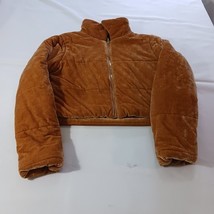 Shinestar SJ3441 Women's Merigold Camel Velvet Cropped Puffer Jacket Size Large image 11