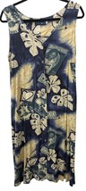 Jams World M Rayon Blue Hawaiian Hospitality Button Tank Dress Pockets A... - $69.09