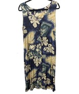 Jams World M Rayon Blue Hawaiian Hospitality Button Tank Dress Pockets A... - $94.79 CAD