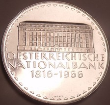 Rare Silver Proof Austria 1966 50 Schillings~National Bank~17,400 Minted... - $51.73