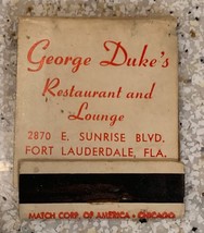 Vintage George Duke’s Restaurant &amp; Lounge Matchbook Fort Lauderdale FL - £2.15 GBP