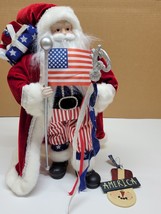 Patriotic Christmas Santa 18” USA American Flag Military &amp; America Ornament - £14.60 GBP
