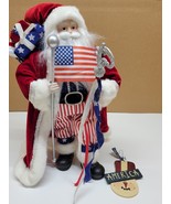 Patriotic Christmas Santa 18” USA American Flag Military &amp; America Ornament - £14.91 GBP