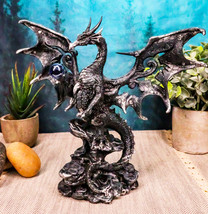 Draco Fantasy Gothic Dragon With Blue Orb Statue 8&quot; Tall Land Of The Dragons - £26.88 GBP