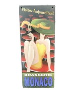 Vintage Nostalgic Brasserie Monaco tin Sign 15”x6” EUC - £12.46 GBP