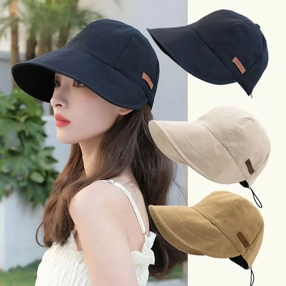 2024 New Foldable Wide Brim Sun Hat Drawstring Adjustable Caps for Men Women - £11.11 GBP