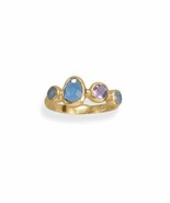 14k Gold Plated 925 Sterling Silver Blue Multi Gemstone Women&#39;s Fashon Ring - $161.31 CAD