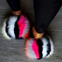 Stable Quality Raccoon Fur Soft Sandals Wholesale Women Slippers Natural... - £33.40 GBP