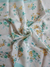 Vtg Floral Fashion Scarf White Blue Square 26&quot; Neck Head Business Work Lady - £19.42 GBP
