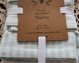 Bee &amp; Willow ~ 20&quot; x 20&quot; Cotton/Linen Dinner Napkins ~ Light Green &amp; Whi... - £17.93 GBP