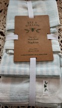 Bee &amp; Willow ~ 20&quot; x 20&quot; Cotton/Linen Dinner Napkins ~ Light Green &amp; Whi... - £17.93 GBP