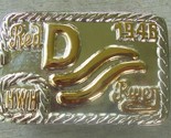 JOHN WAYNE &quot;RED RIVER&quot; Belt Buckle-new 1946 HWH INITIALS 2-TONE GOLD ON ... - £44.47 GBP