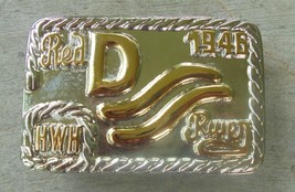 John Wayne &quot;Red River&quot; Belt Buckle-new 1946 Hwh Initials 2-TONE Gold On Silver - £44.81 GBP