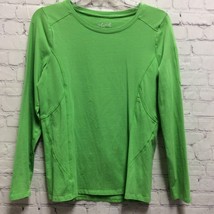 Aveva Womens Pullover Top Shirt Solid Green Long Sleeve Jewel Neck Stret... - $9.76