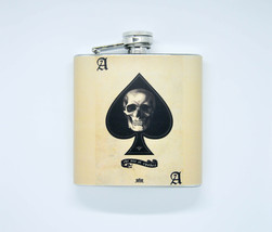 HIP FLASK Stainless Steel POKER card ace spade heart 6oz 170 ml with Scr... - £14.18 GBP