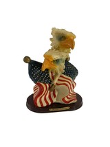 Premier Collection Eagle Heads American Flags Resin Figurine Sculpture Patriotic - £15.00 GBP