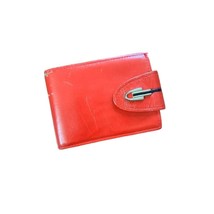 Vintage red snap closure Rolfs cowhide wallet photo slots mod mcm - £16.00 GBP