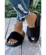 Black Plush Band Comfy Home Slippers - $16.53 CAD