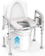Agrish Raised Toilet Seat with Handles Cozy Padded Elevated Medical Gray - $47.49