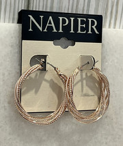 Napier Rose Gold Tone Openwork Layered Medium Hoop Earrings NWT - $18.18